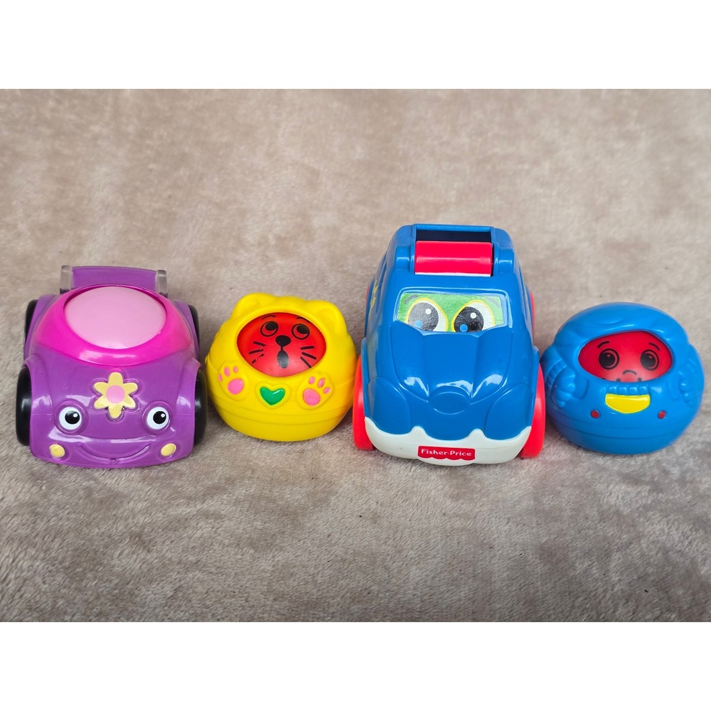 Fisher-Price Roll-a-Round Action Vehicles and Balls Set Vintage Blue Purple Car